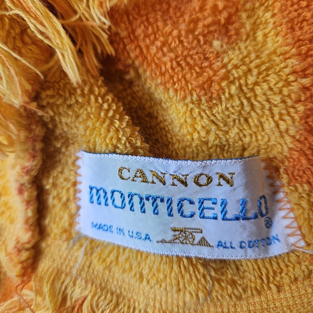 Vintage Terry Towel Handmade Cover Up Top MCM Cannon Orange Fringe - Picture 9 of 13